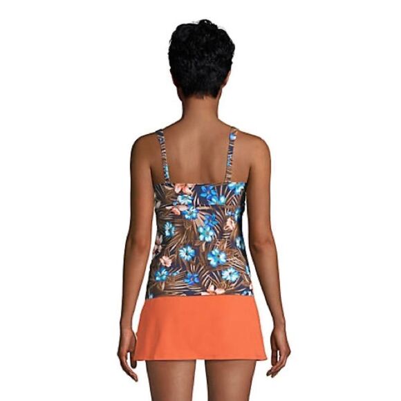 Land’s End Plus Regular size wrap underwire tankini navy palm print Various - Picture 4 of 4
